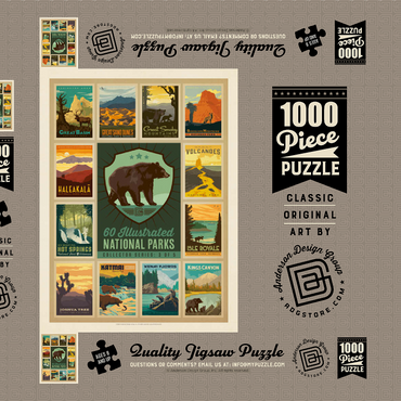 Darstellung des Puzzle Motivs National Parks Collector Series - Edition 3, Vintage Poster 1000 Puzzle Schachtel 3D Modell