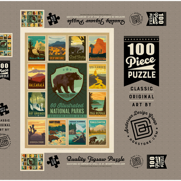 Darstellung des Puzzle Motivs National Parks Collector Series - Edition 3, Vintage Poster 100 Puzzle Schachtel 3D Modell