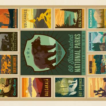 Darstellung des Puzzle Motivs National Parks Collector Series - Edition 3, Vintage Poster 200 Puzzle 3D Modell