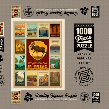 Darstellung des Puzzle Motivs National Parks Collector Series - Edition 4, Vintage Poster 1000 Puzzle Schachtel 3D Modell