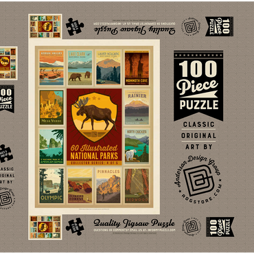 Darstellung des Puzzle Motivs National Parks Collector Series - Edition 4, Vintage Poster 100 Puzzle Schachtel 3D Modell