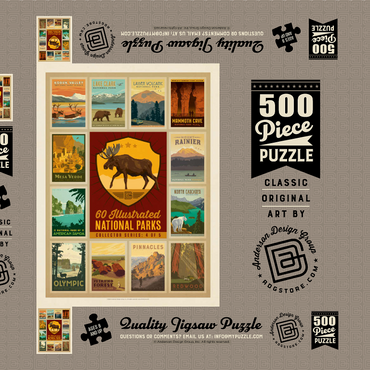 Darstellung des Puzzle Motivs National Parks Collector Series - Edition 4, Vintage Poster 500 Puzzle Schachtel 3D Modell