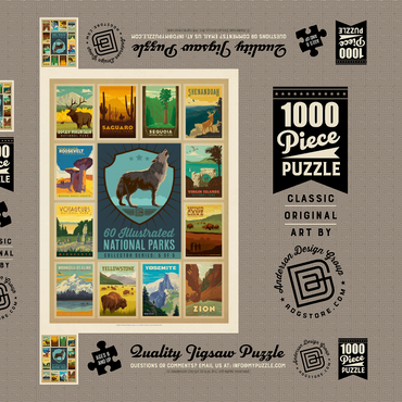 Darstellung des Puzzle Motivs National Parks Collector Series - Edition 5, Vintage Poster 1000 Puzzle Schachtel 3D Modell