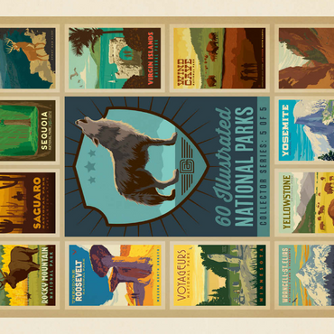 Darstellung des Puzzle Motivs National Parks Collector Series - Edition 5, Vintage Poster 100 Puzzle 3D Modell