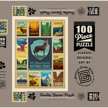Darstellung des Puzzle Motivs National Parks Collector Series - Edition 5, Vintage Poster 100 Puzzle Schachtel 3D Modell