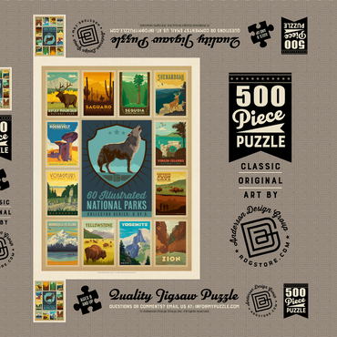 Darstellung des Puzzle Motivs National Parks Collector Series - Edition 5, Vintage Poster 500 Puzzle Schachtel 3D Modell