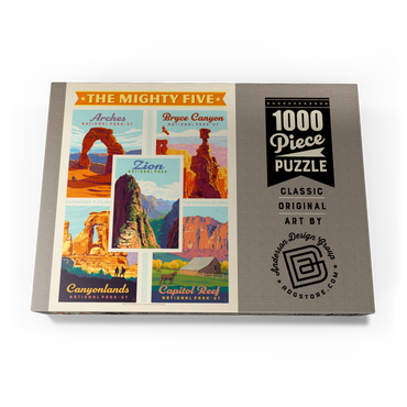 Darstellung des Puzzle Motivs The Mighty Five: Utah National Parks, Vintage Poster 1000 Puzzle Schachtel Ansicht3
