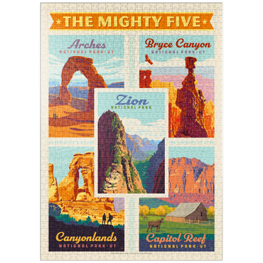 Darstellung des Puzzle Motivs puzzleplate The Mighty Five: Utah National Parks, Vintage Poster 1000 Puzzle
