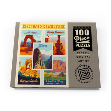 Darstellung des Puzzle Motivs The Mighty Five: Utah National Parks, Vintage Poster 100 Puzzle Schachtel Ansicht3