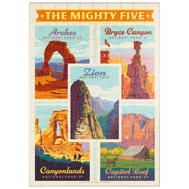 Darstellung des Puzzle Motivs puzzleplate The Mighty Five: Utah National Parks, Vintage Poster 100 Puzzle
