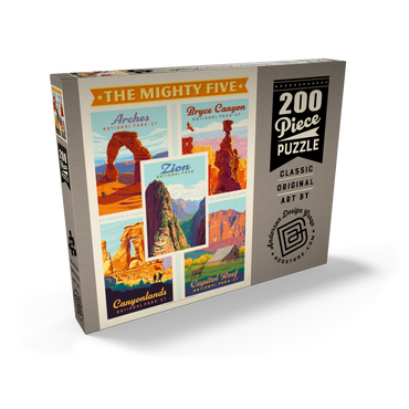 Darstellung des Puzzle Motivs The Mighty Five: Utah National Parks, Vintage Poster 200 Puzzle Schachtel Ansicht2