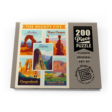 Darstellung des Puzzle Motivs The Mighty Five: Utah National Parks, Vintage Poster 200 Puzzle Schachtel Ansicht3