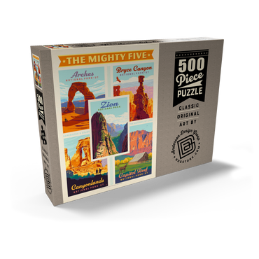 Darstellung des Puzzle Motivs The Mighty Five: Utah National Parks, Vintage Poster 500 Puzzle Schachtel Ansicht2