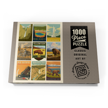 Darstellung des Puzzle Motivs Yellowstone National Park: 150th Anniversary Commemorative Print, Vintage Poster 1000 Puzzle Schachtel Ansicht3