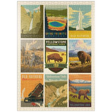 Darstellung des Puzzle Motivs puzzleplate Yellowstone National Park: 150th Anniversary Commemorative Print, Vintage Poster 1000 Puzzle