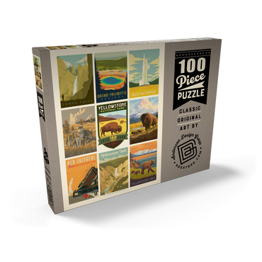 Darstellung des Puzzle Motivs Yellowstone National Park: 150th Anniversary Commemorative Print, Vintage Poster 100 Puzzle Schachtel Ansicht2