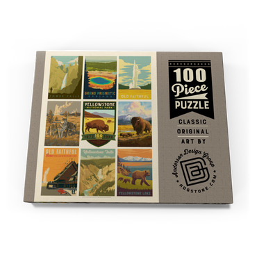 Darstellung des Puzzle Motivs Yellowstone National Park: 150th Anniversary Commemorative Print, Vintage Poster 100 Puzzle Schachtel Ansicht3