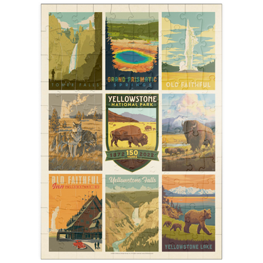 Darstellung des Puzzle Motivs puzzleplate Yellowstone National Park: 150th Anniversary Commemorative Print, Vintage Poster 100 Puzzle