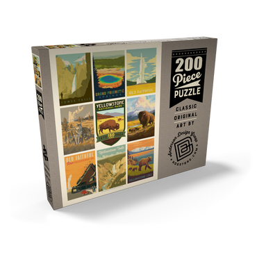 Darstellung des Puzzle Motivs Yellowstone National Park: 150th Anniversary Commemorative Print, Vintage Poster 200 Puzzle Schachtel Ansicht2