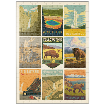 Darstellung des Puzzle Motivs puzzleplate Yellowstone National Park: 150th Anniversary Commemorative Print, Vintage Poster 200 Puzzle