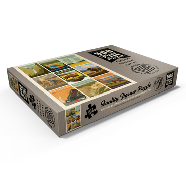 Darstellung des Puzzle Motivs Yellowstone National Park: 150th Anniversary Commemorative Print, Vintage Poster 500 Puzzle Schachtel Ansicht1