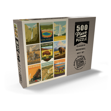 Darstellung des Puzzle Motivs Yellowstone National Park: 150th Anniversary Commemorative Print, Vintage Poster 500 Puzzle Schachtel Ansicht2