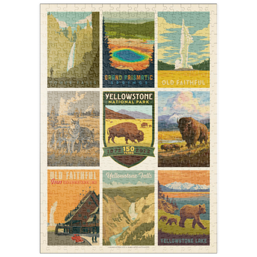 Darstellung des Puzzle Motivs puzzleplate Yellowstone National Park: 150th Anniversary Commemorative Print, Vintage Poster 500 Puzzle