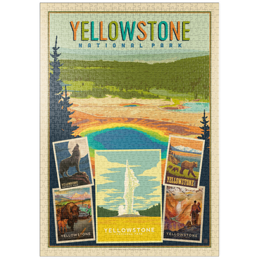 Darstellung des Puzzle Motivs puzzleplate Yellowstone National Park: Collage Print, Vintage Poster 1000 Puzzle