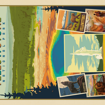 Darstellung des Puzzle Motivs Yellowstone National Park: Collage Print, Vintage Poster 1000 Puzzle 3D Modell