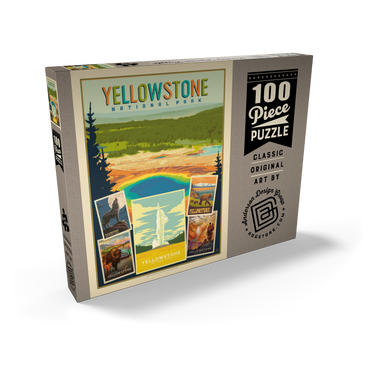 Darstellung des Puzzle Motivs Yellowstone National Park: Collage Print, Vintage Poster 100 Puzzle Schachtel Ansicht2