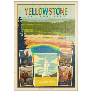Darstellung des Puzzle Motivs puzzleplate Yellowstone National Park: Collage Print, Vintage Poster 100 Puzzle