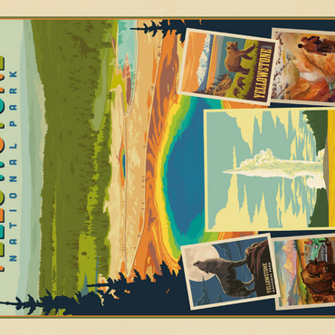 Darstellung des Puzzle Motivs Yellowstone National Park: Collage Print, Vintage Poster 100 Puzzle 3D Modell