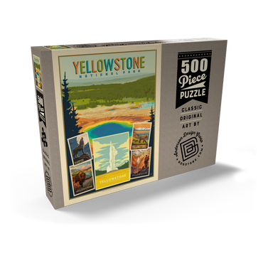 Darstellung des Puzzle Motivs Yellowstone National Park: Collage Print, Vintage Poster 500 Puzzle Schachtel Ansicht2