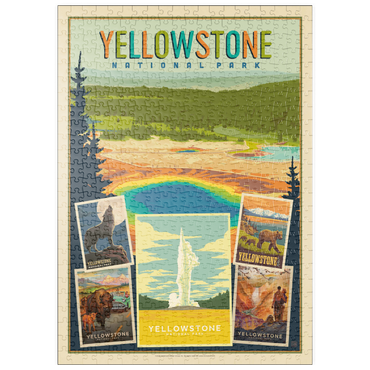 Darstellung des Puzzle Motivs puzzleplate Yellowstone National Park: Collage Print, Vintage Poster 500 Puzzle