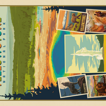 Darstellung des Puzzle Motivs Yellowstone National Park: Collage Print, Vintage Poster 500 Puzzle 3D Modell