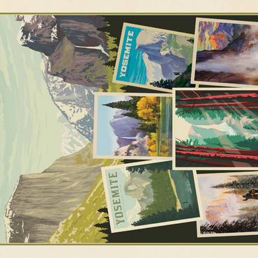 Darstellung des Puzzle Motivs Yosemite National Park: Collage Print, Vintage Poster 1000 Puzzle 3D Modell