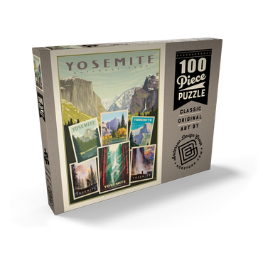 Darstellung des Puzzle Motivs Yosemite National Park: Collage Print, Vintage Poster 100 Puzzle Schachtel Ansicht2