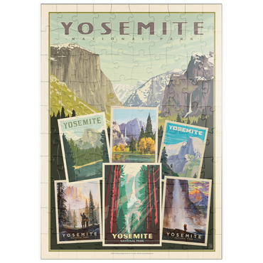 Darstellung des Puzzle Motivs puzzleplate Yosemite National Park: Collage Print, Vintage Poster 100 Puzzle