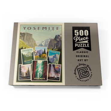 Darstellung des Puzzle Motivs Yosemite National Park: Collage Print, Vintage Poster 500 Puzzle Schachtel Ansicht3