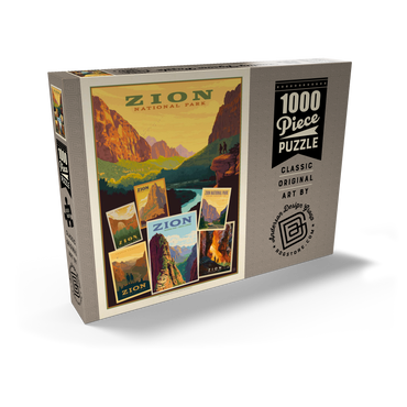 Darstellung des Puzzle Motivs Zion National Park: Collage Print, Vintage Poster 1000 Puzzle Schachtel Ansicht2