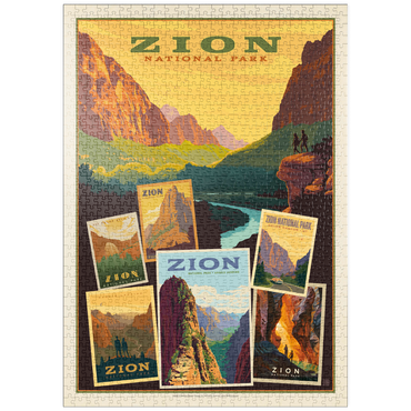 Darstellung des Puzzle Motivs puzzleplate Zion National Park: Collage Print, Vintage Poster 1000 Puzzle