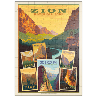 Darstellung des Puzzle Motivs puzzleplate Zion National Park: Collage Print, Vintage Poster 100 Puzzle