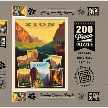 Darstellung des Puzzle Motivs Zion National Park: Collage Print, Vintage Poster 200 Puzzle Schachtel 3D Modell