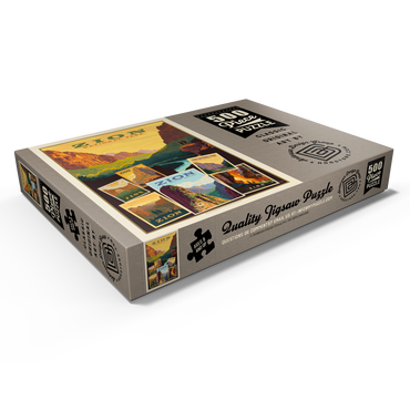 Darstellung des Puzzle Motivs Zion National Park: Collage Print, Vintage Poster 500 Puzzle Schachtel Ansicht1