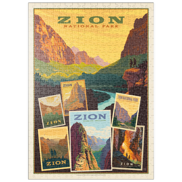 Darstellung des Puzzle Motivs puzzleplate Zion National Park: Collage Print, Vintage Poster 500 Puzzle