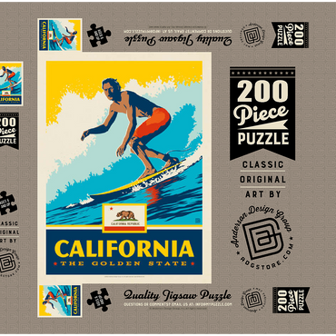 Darstellung des Puzzle Motivs California: The Golden State (Surfer) 200 Puzzle Schachtel 3D Modell