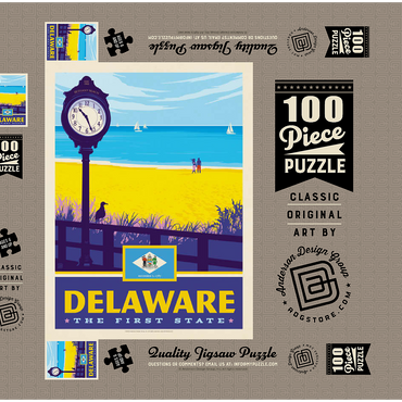 Darstellung des Puzzle Motivs Delaware: The First State 100 Puzzle Schachtel 3D Modell