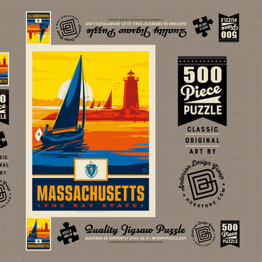 Darstellung des Puzzle Motivs Massachusetts: The Bay State 500 Puzzle Schachtel 3D Modell
