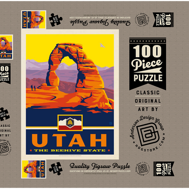 Darstellung des Puzzle Motivs Utah: The Beehive State 100 Puzzle Schachtel 3D Modell