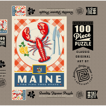 Darstellung des Puzzle Motivs Maine: The Pine Tree State 100 Puzzle Schachtel 3D Modell